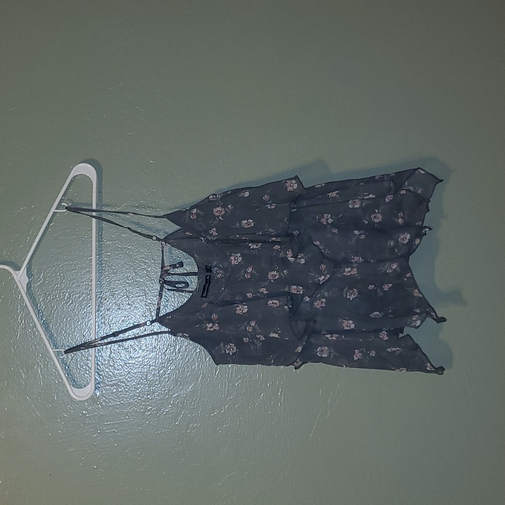 Abercrombie and Fitch Gray Floral Tank